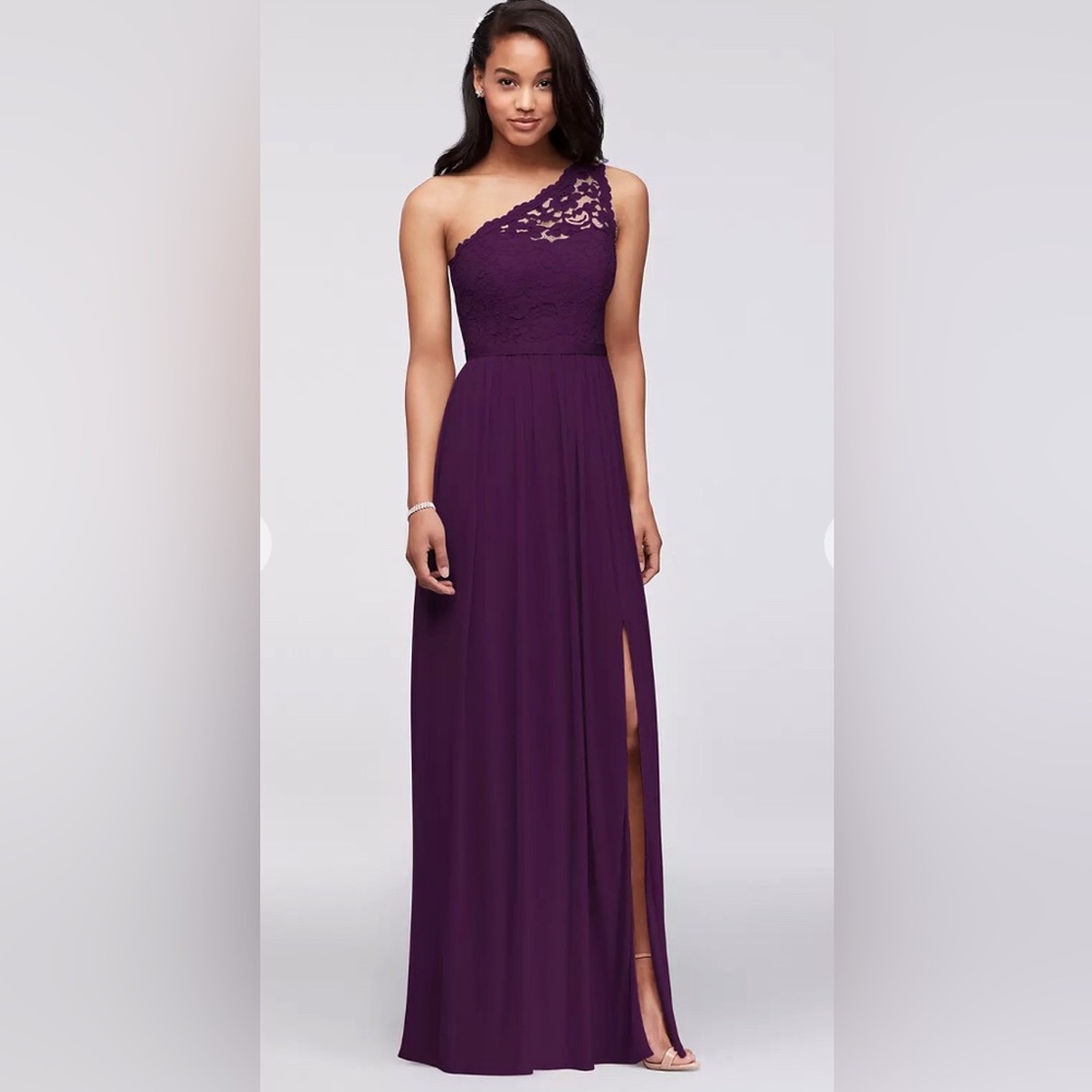 David’s Bridal One Shoulder Long Lace Dress